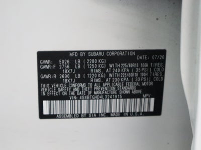 2020 Subaru Outback Onyx Edition XT