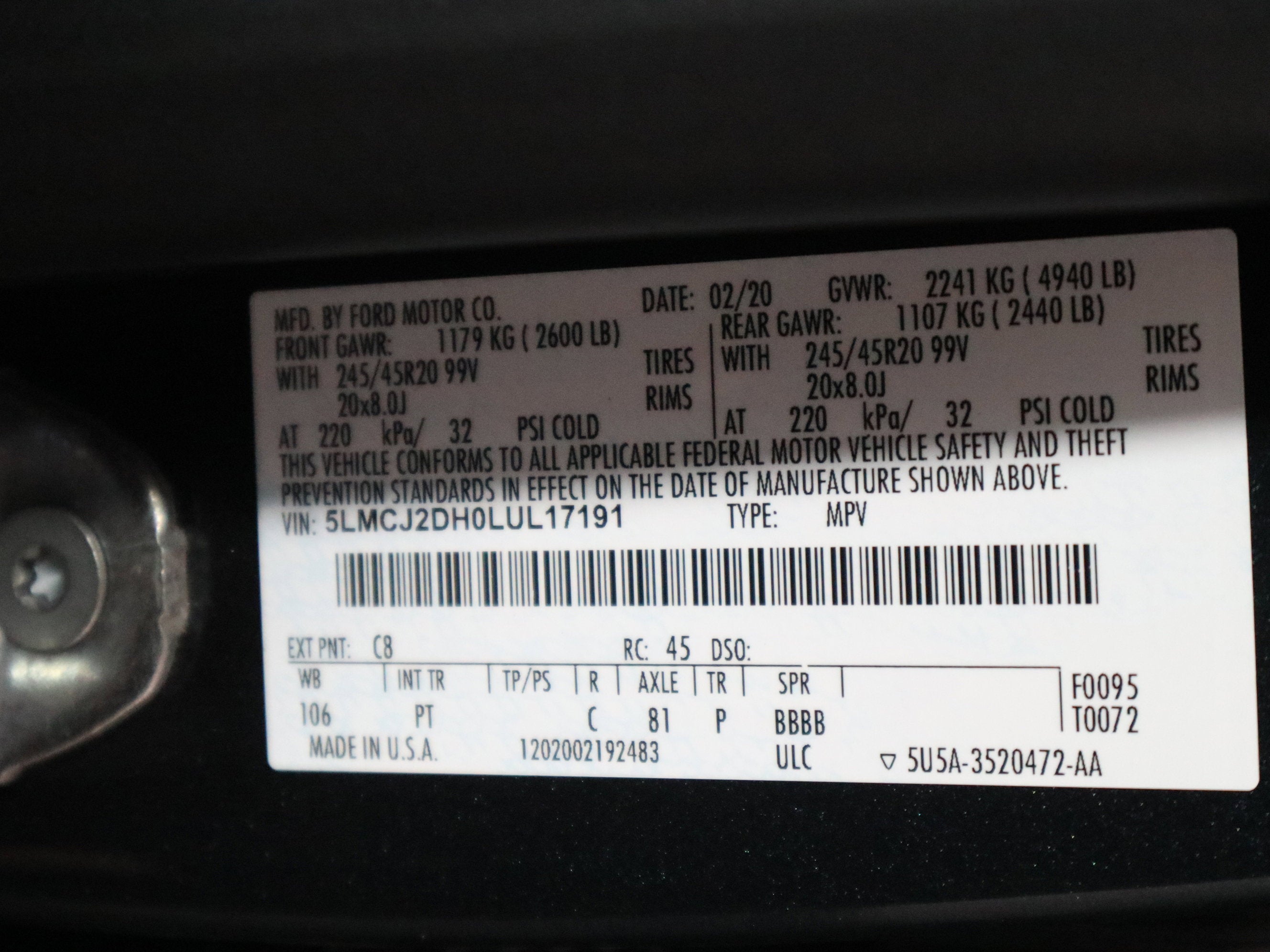 2020 Lincoln Corsair Reserve AWD