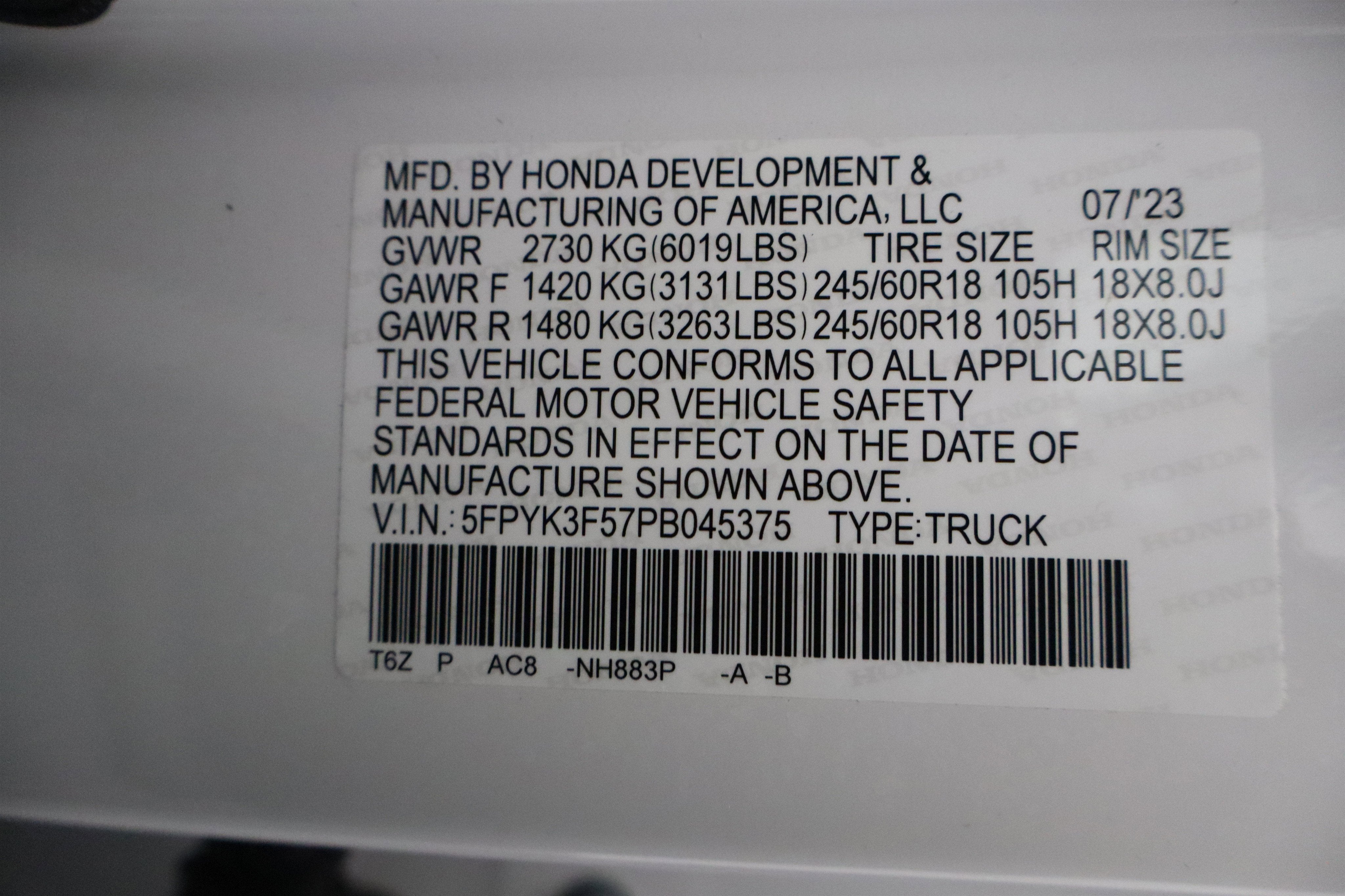 2023 Honda Ridgeline RTL AWD